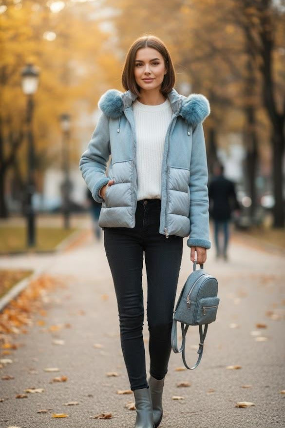 Cappotto Mid-Length "Elegance" con Dettagli Eco-Fur DUE POLVEREE MARICLA 