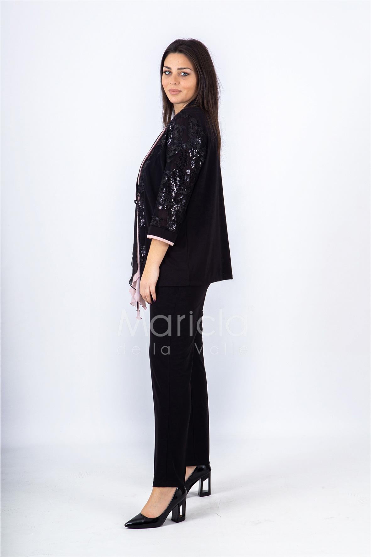3 pz giacca paiette SH3010 NERO SHARON 