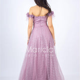 abito piume e fiori glitter JC35022 UVA MARICLA ELEGANCE 