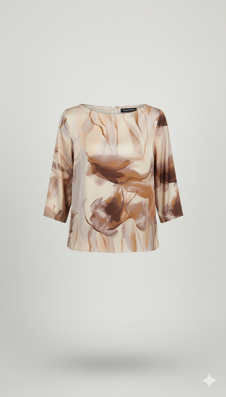 Blusa in Seta con Stampa Astratta Floreale CF50112 TEGOLA CARLA FERRONI 