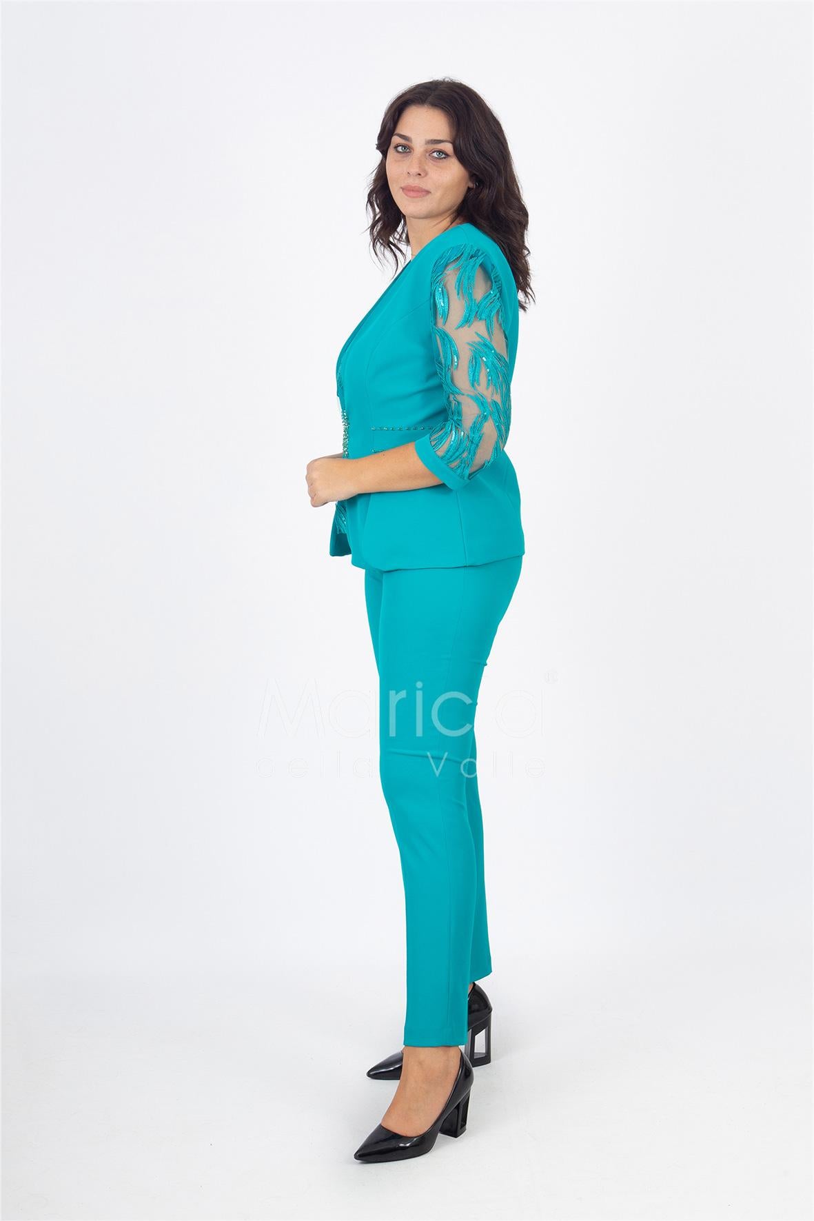 tailleur 3 pz ricamo PF200TP SMERALDO PAOLA FORTI 