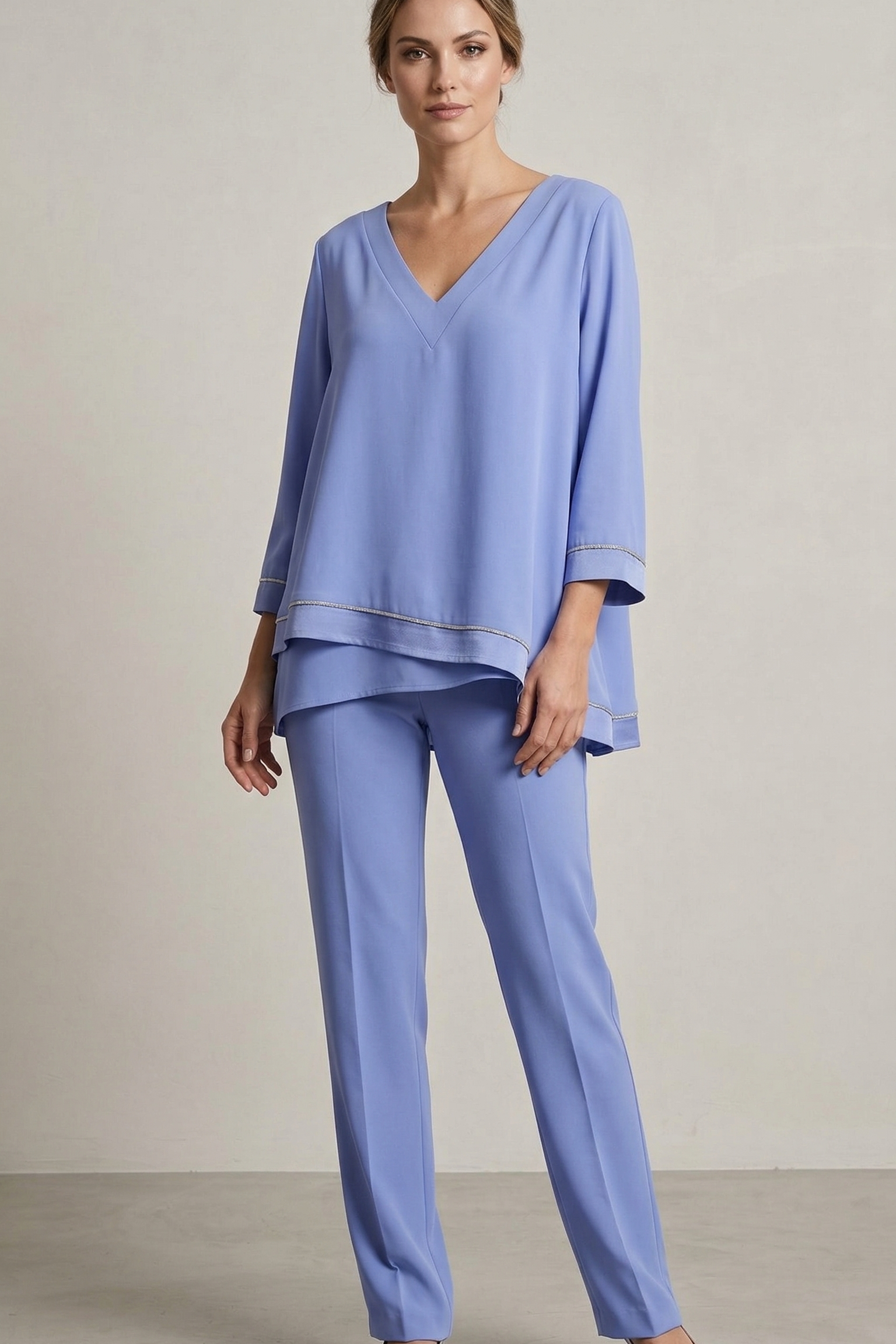 casacca con fascia raso e pantalone LH305 LILLA LUDOVICA HASSLER 