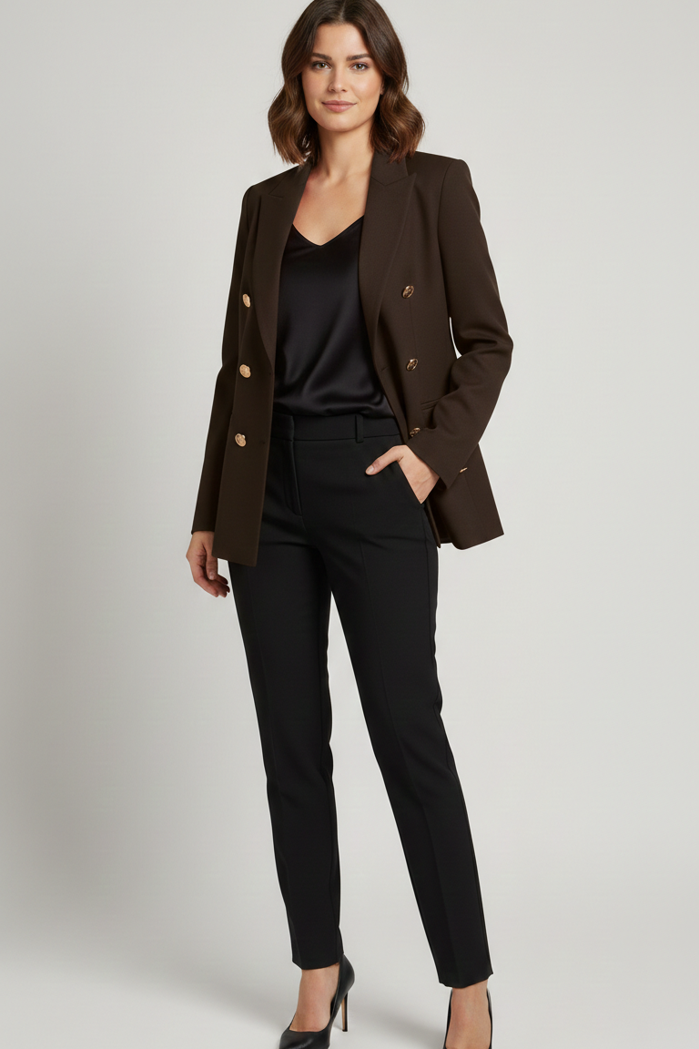 Giacca blazer tinta unita finto doppio petto ROMI4121 MORO MARICLA 