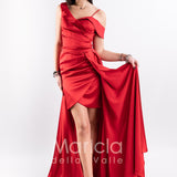 abito ricamato con gonnellone HC7277 ROSSO MARICLA ELEGANCE 