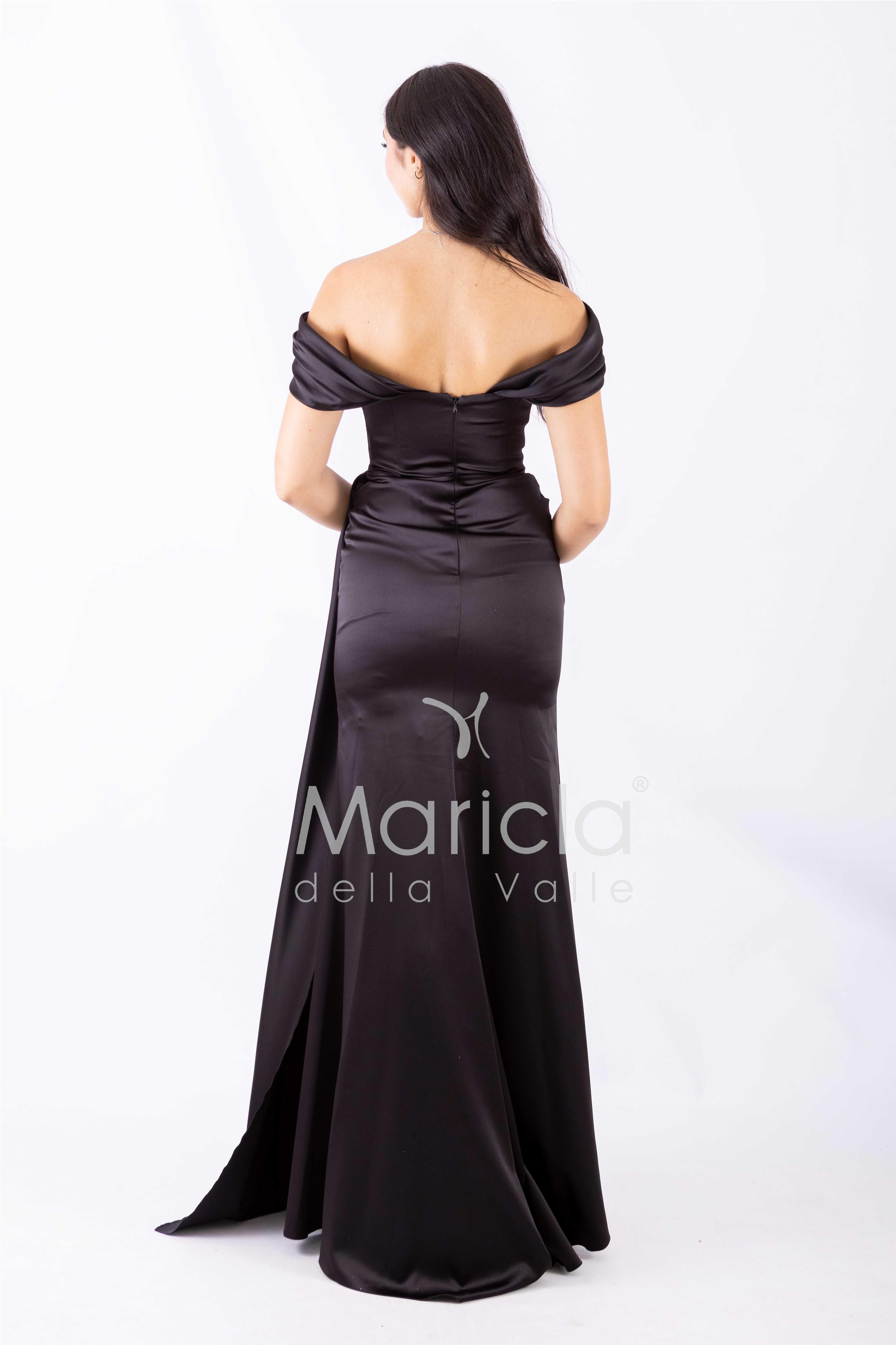 abito lungo con strass ALC04 NERO MARICLA ELEGANCE 