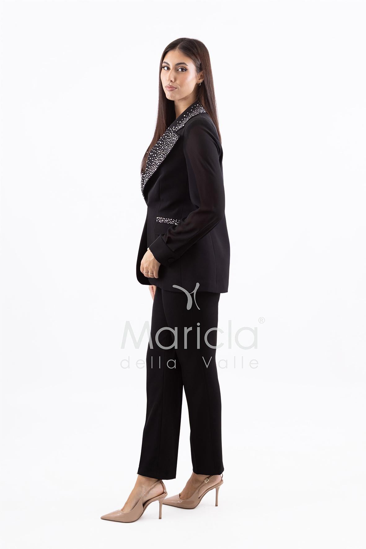 tailleur 3 pezzi pioggia strass SH727TP NERO SHARON 