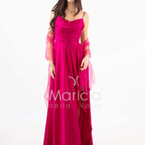 abito con spacco ANT7234 FUXIA ANTILLE ELEGANCE 