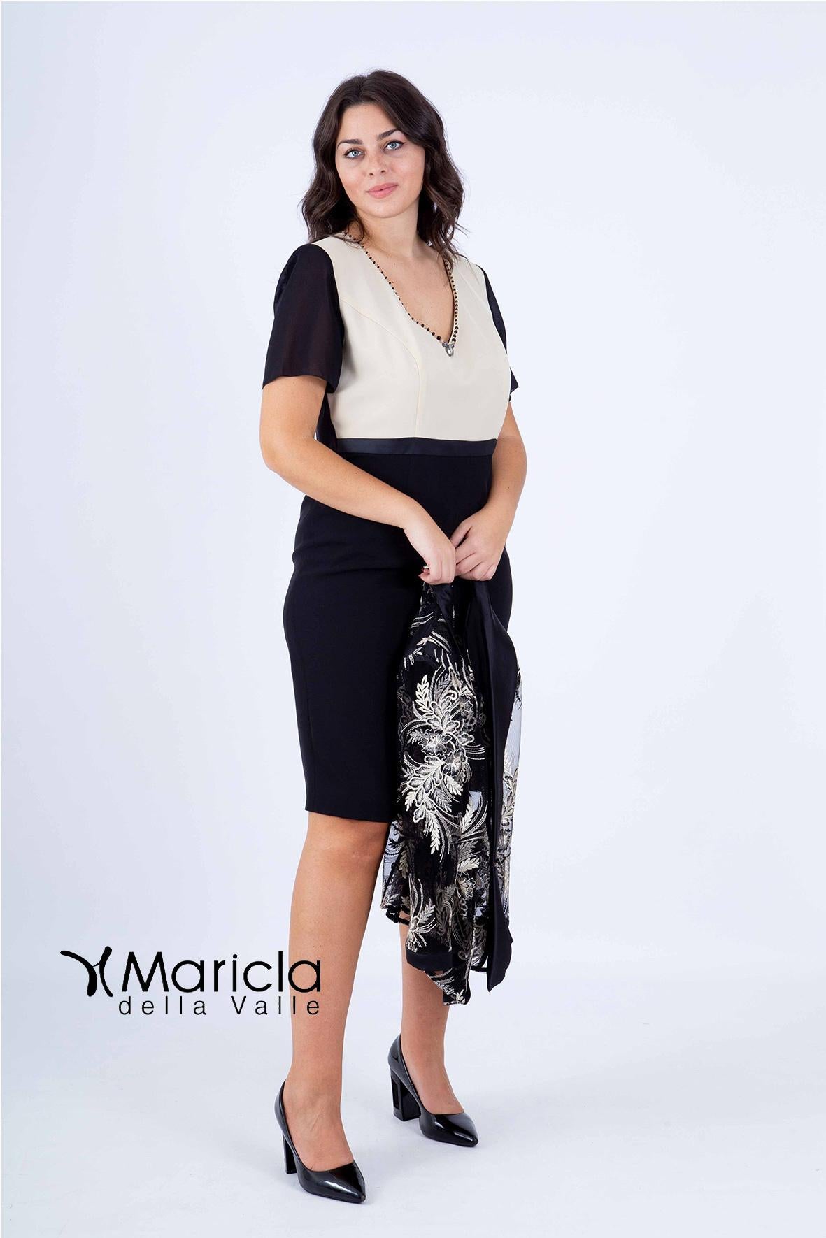 tubino+giacca ricamo PF6240 NERO PAOLA FORTI 