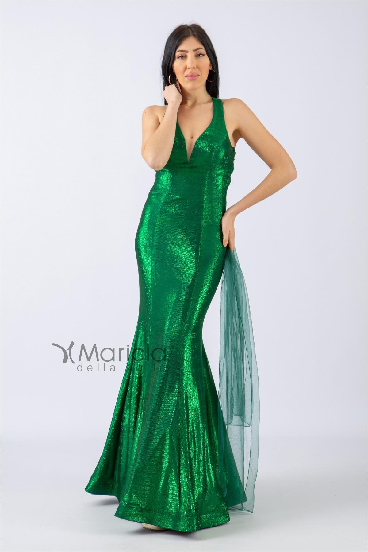 Abito scollo v ANT1808 VERDE ANTILLE ELEGANCE 