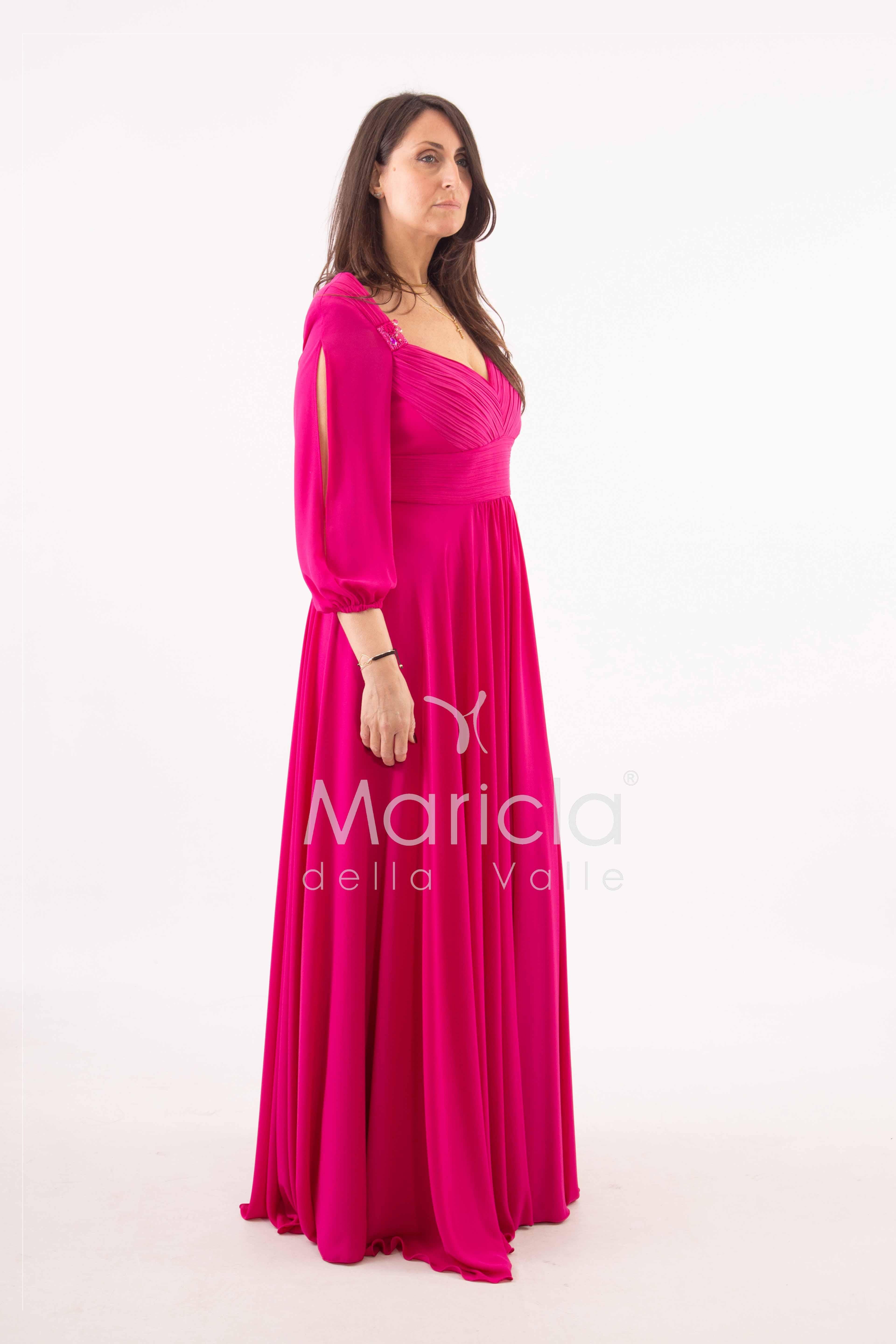 abito con manica lunga aperta SP240067 FUCSIA SONIA PENA 
