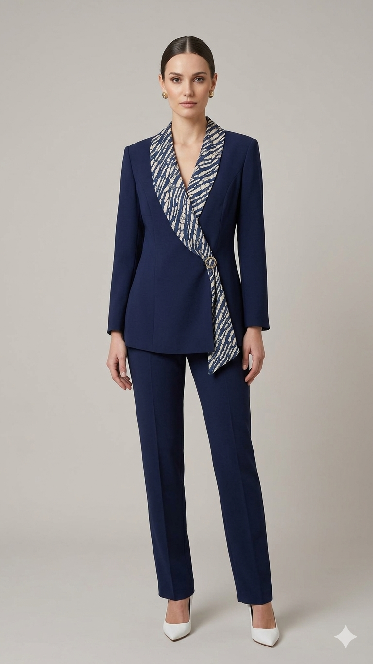 casacca fusciacca con fantasia e pantalone ROMI4160 BLU MARICLA 