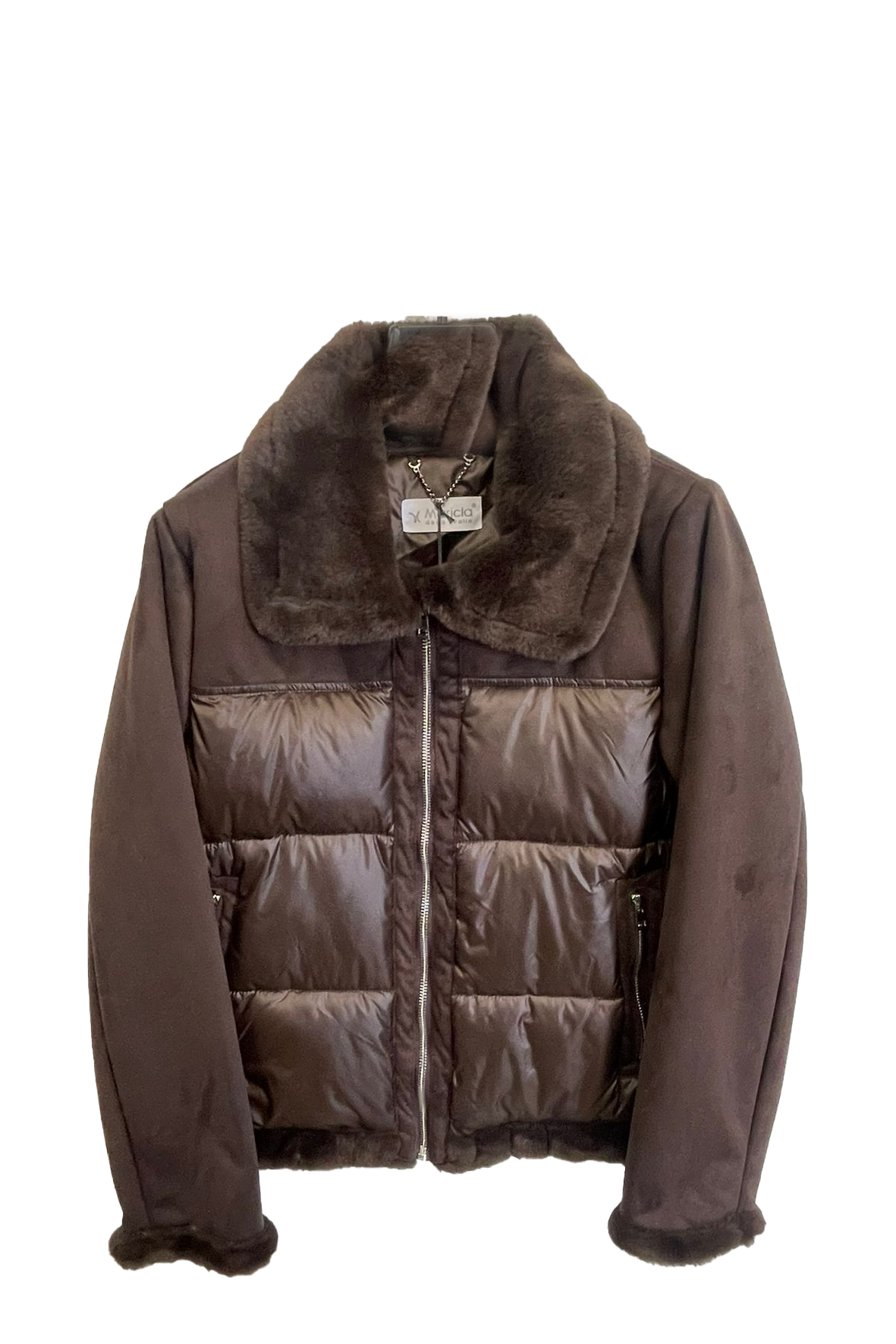 giaccone medio piumino e pelliccia AZ43P MORO MARICLA 