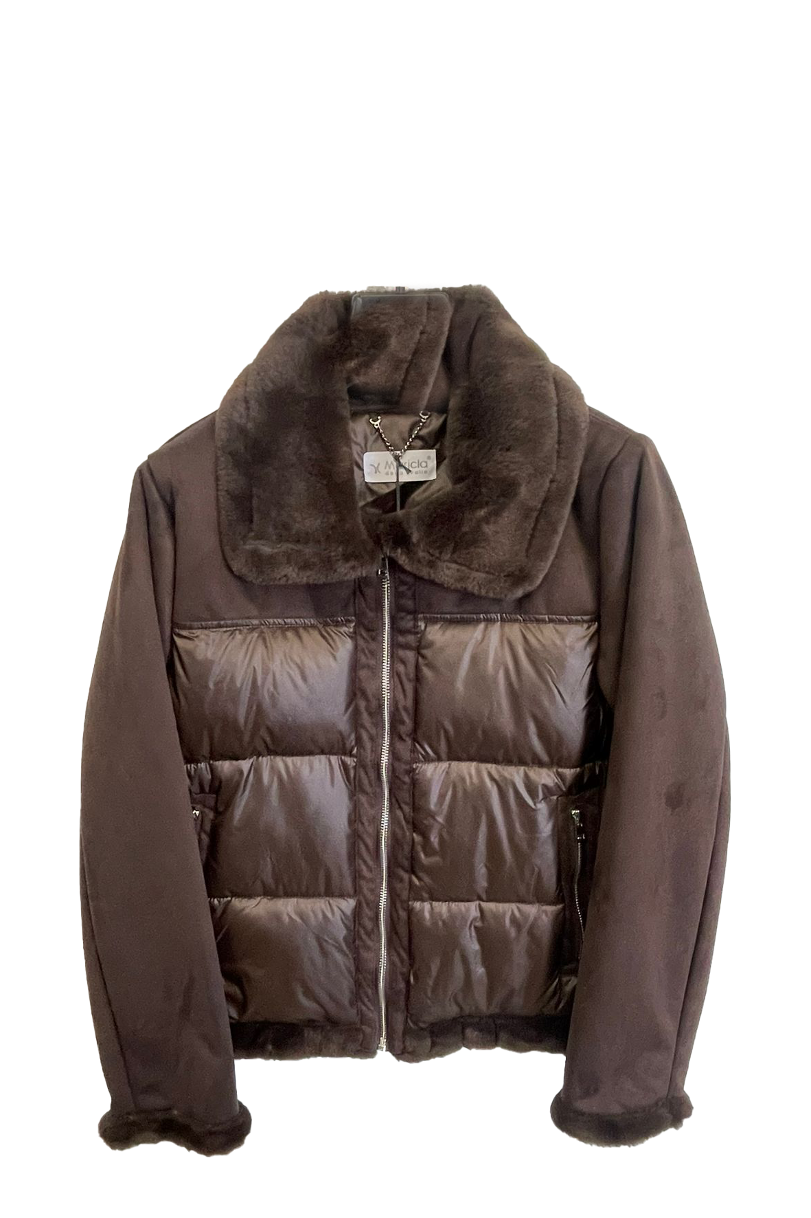 giaccone medio piumino e pelliccia AZ43P MORO MARICLA 
