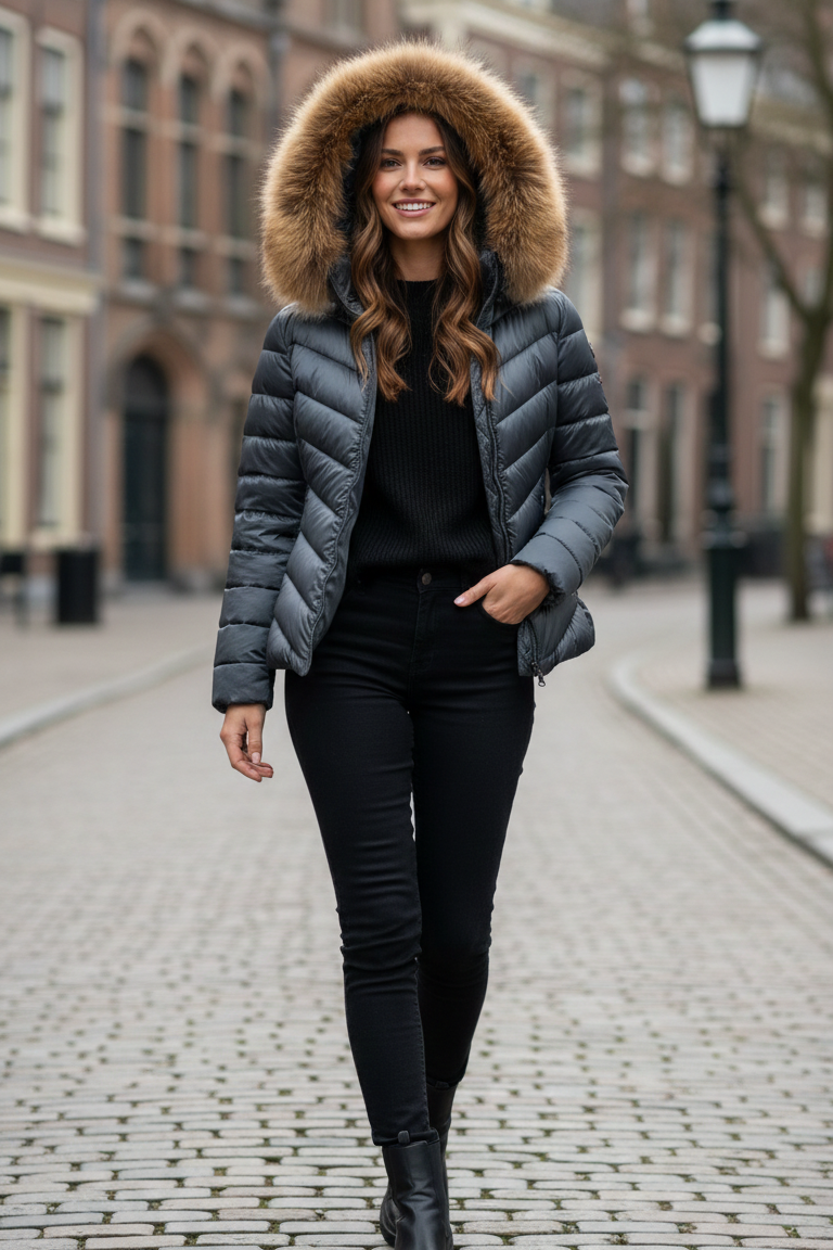 Giaccone piumino con cappuccio LIN3456 INDACO LINDAS 