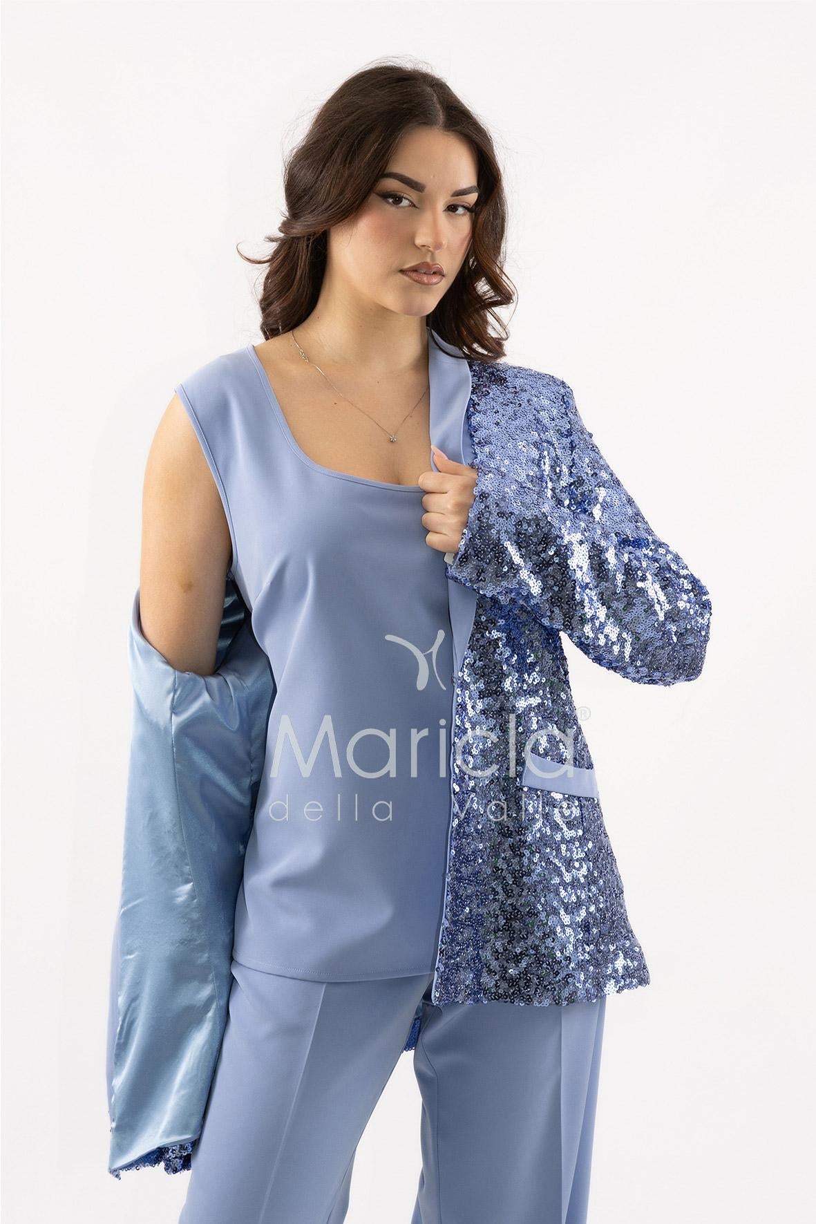 Completo in paiette tailleur  3 pezzi JC35273 INDACO MARICLA ELEGANCE 
