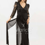 tuta con manica paiette SH905TU NERO SHARON 