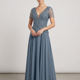 abito con corpetto baschina in paillettes KMK727 INDACO MARICLA ELEGANCE 