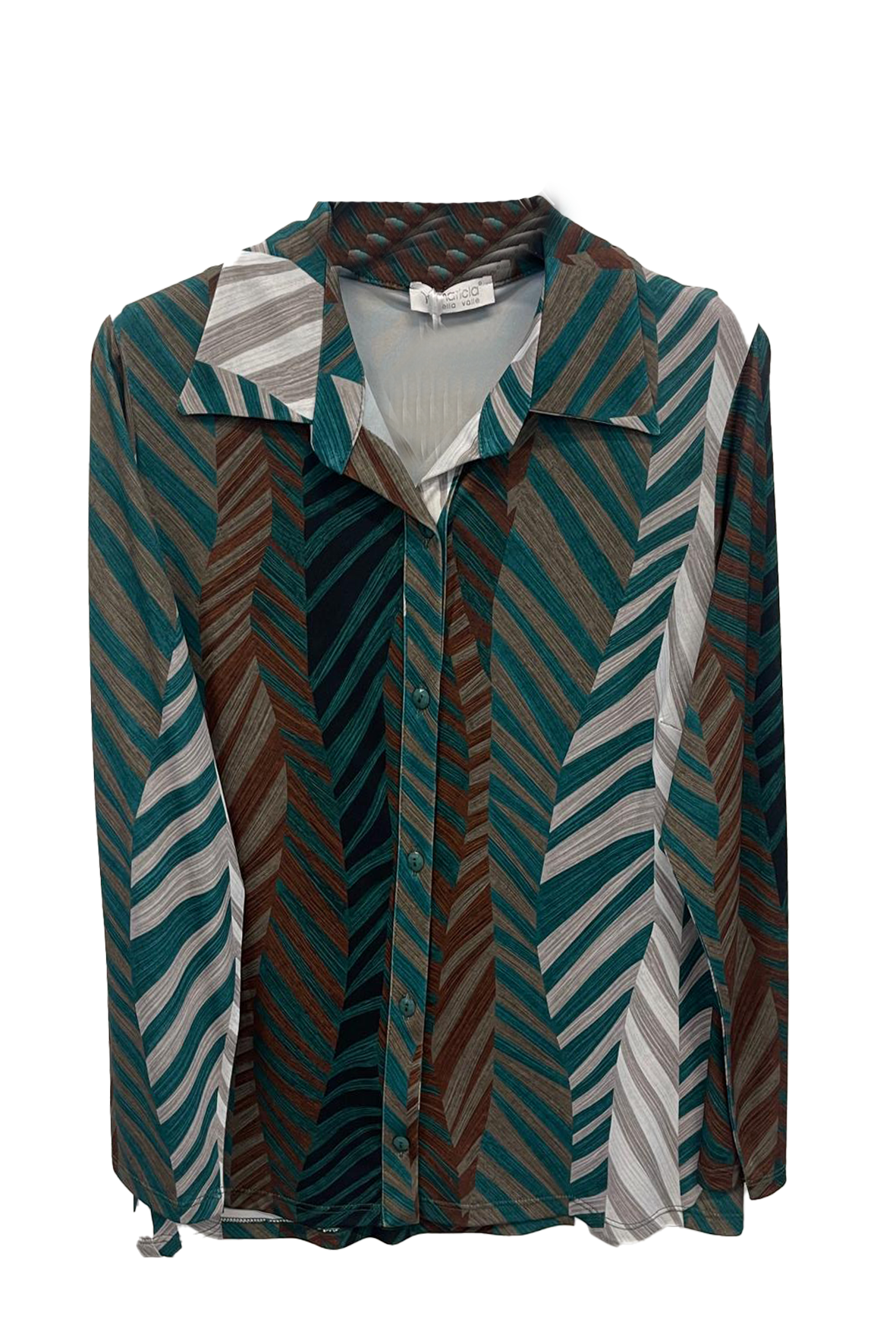 camicia fantasia elastica PER25702 VERDE MARICLA 