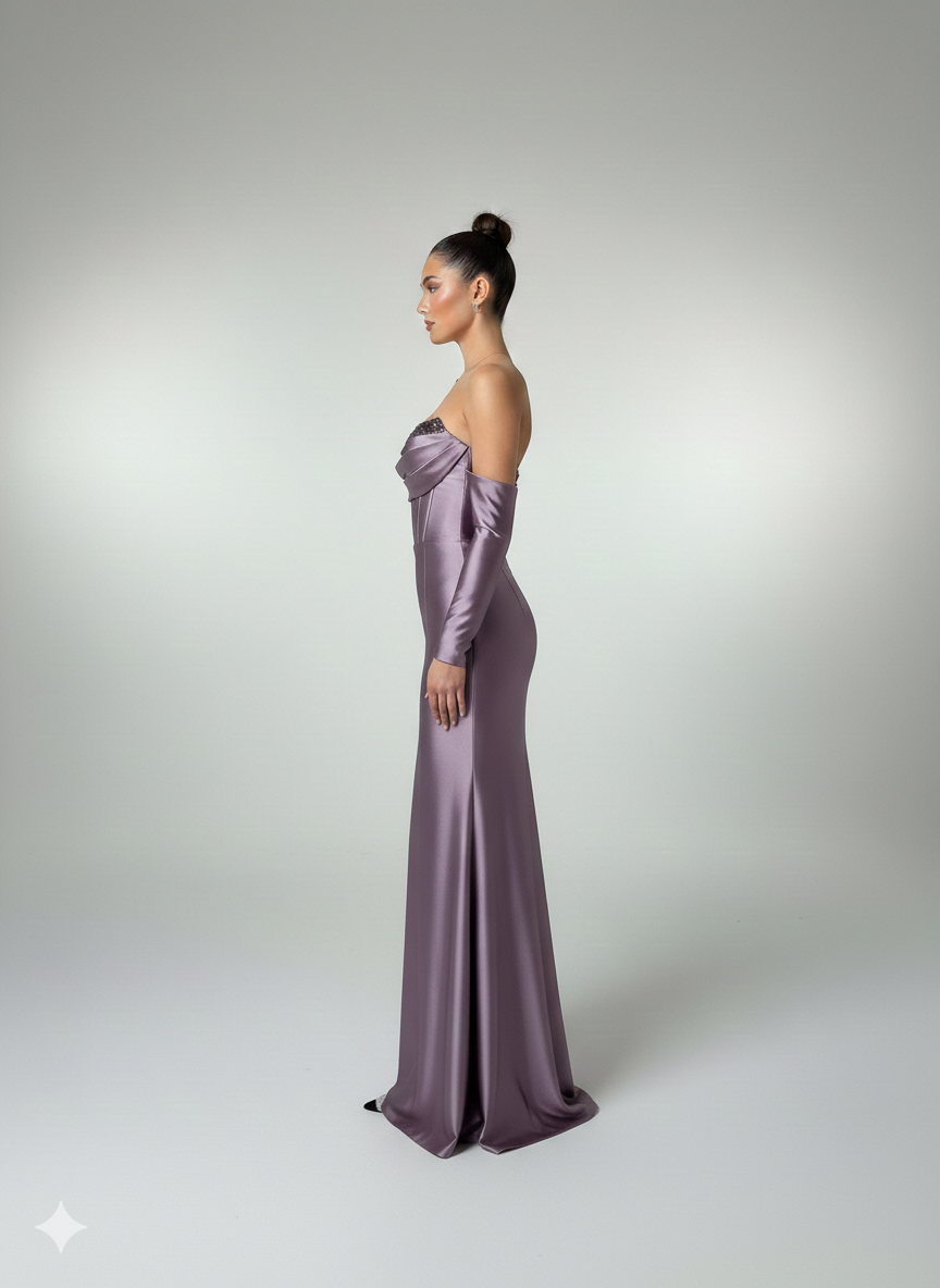 Abito lungo con spacco e maniche staccabili HC9670 GLICINE MARICLA ELEGANCE 