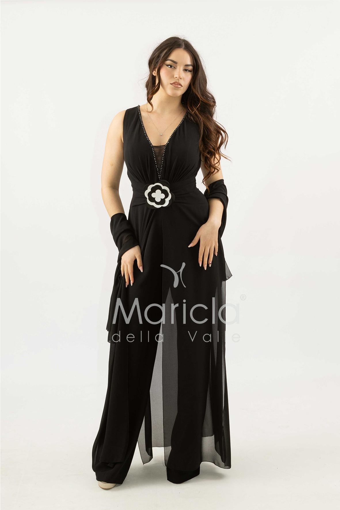 tuta con fiore SH901TU NERO SHARON 