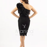 abito midi corpetto strass monospalla SH865AC NERO SHARON 