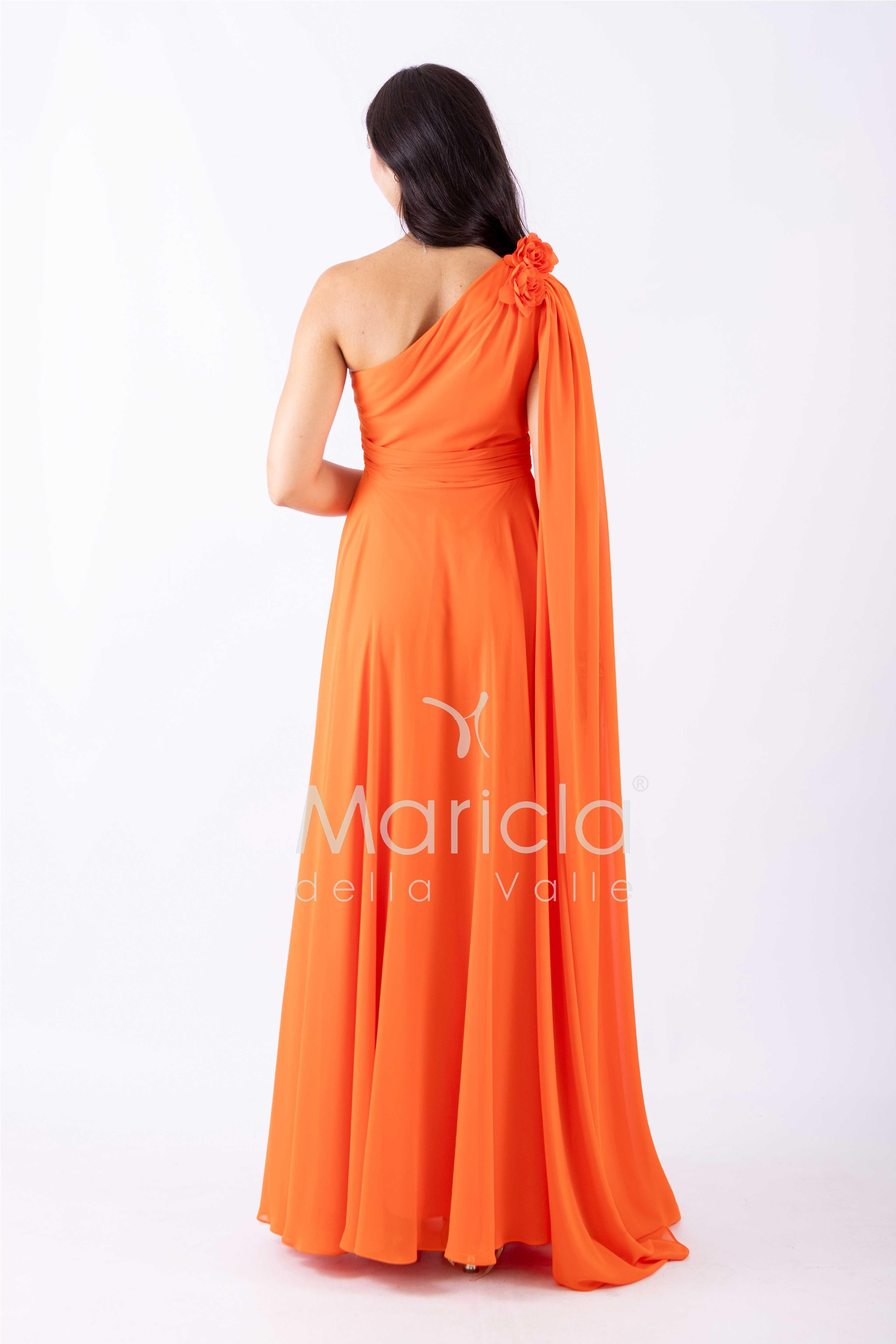 abito lungo fiore chiffon FI7401 ARANCIO MARICLA ELEGANCE 