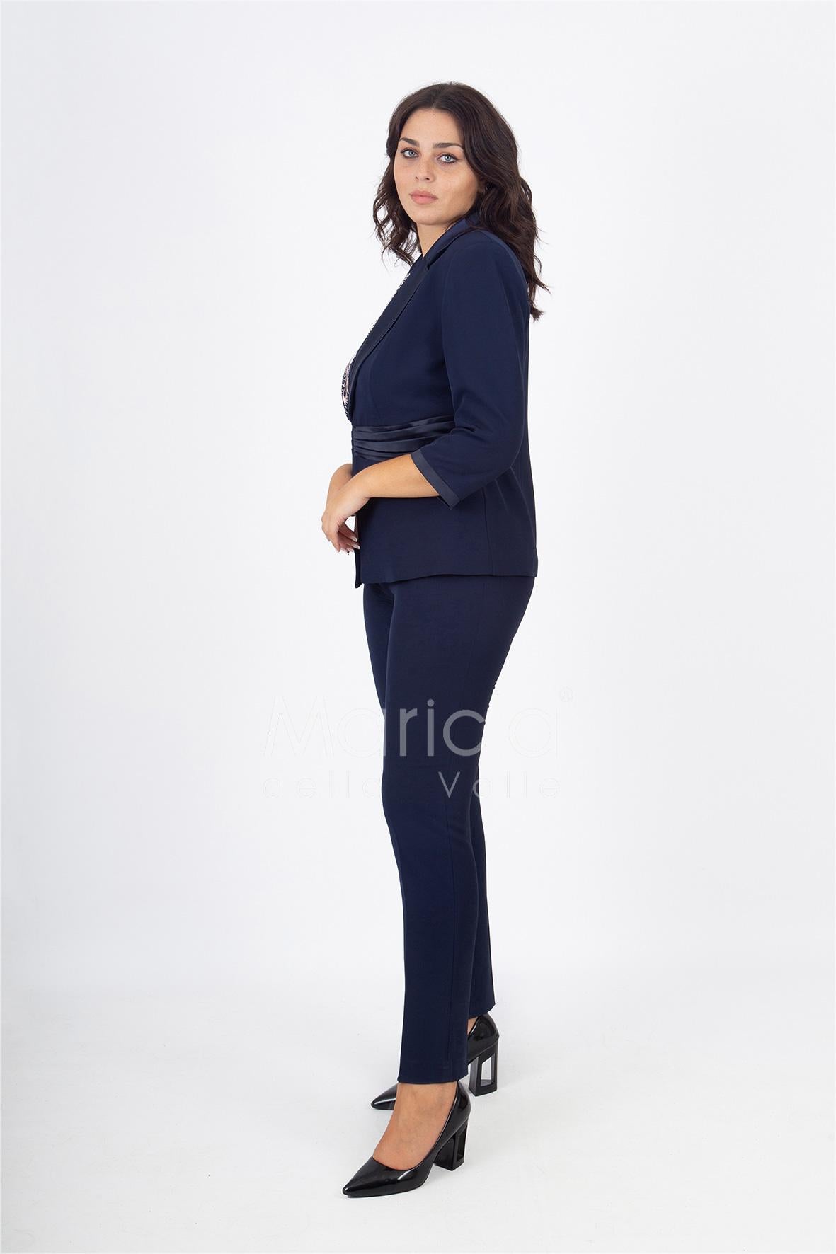 tailleur 3pz ricamo PF400TP BLU PAOLA FORTI 