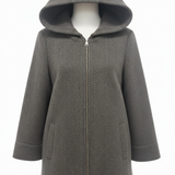 cappotto diagonale cappuccio fantasia DB10709 GRIGIO MARICLA 