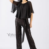 Tuta con pantalone paillettes LDR7 NERO LES DEMOISELLES 