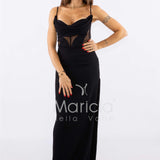 abito con trasparenza CAR58303 NERO MARICLA ELEGANCE 