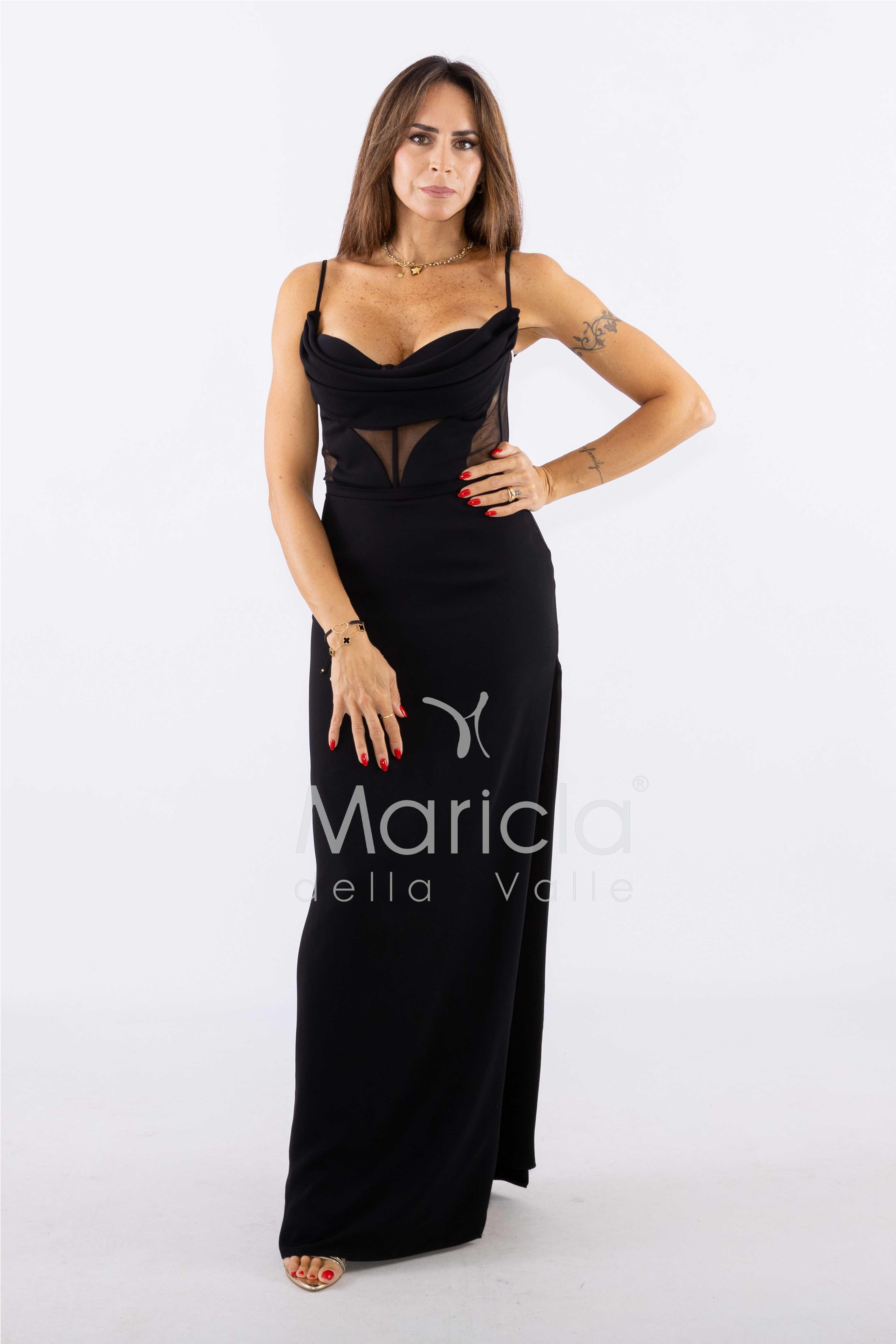 abito con trasparenza CAR58303 NERO MARICLA ELEGANCE 