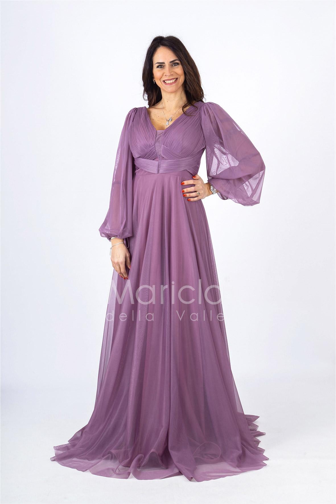 abito organza manica lunga JC34882 UVA MARICLA ELEGANCE 
