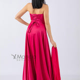 Abito lungo con scollo a cuore/fiocchi ANT20038 FUCSIA ANTILLE ELEGANCE 