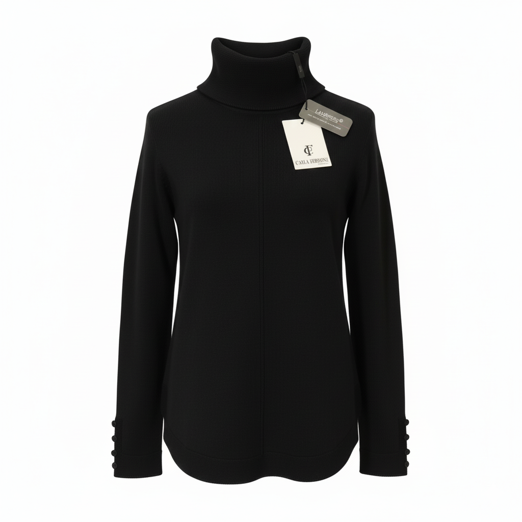 Maglia 100 % lana collo alto CF4340 NERO CARLA FERRONI 