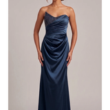 Abito con drapeggio e pietrine strass ALC13 BLU MARICLA ELEGANCE 