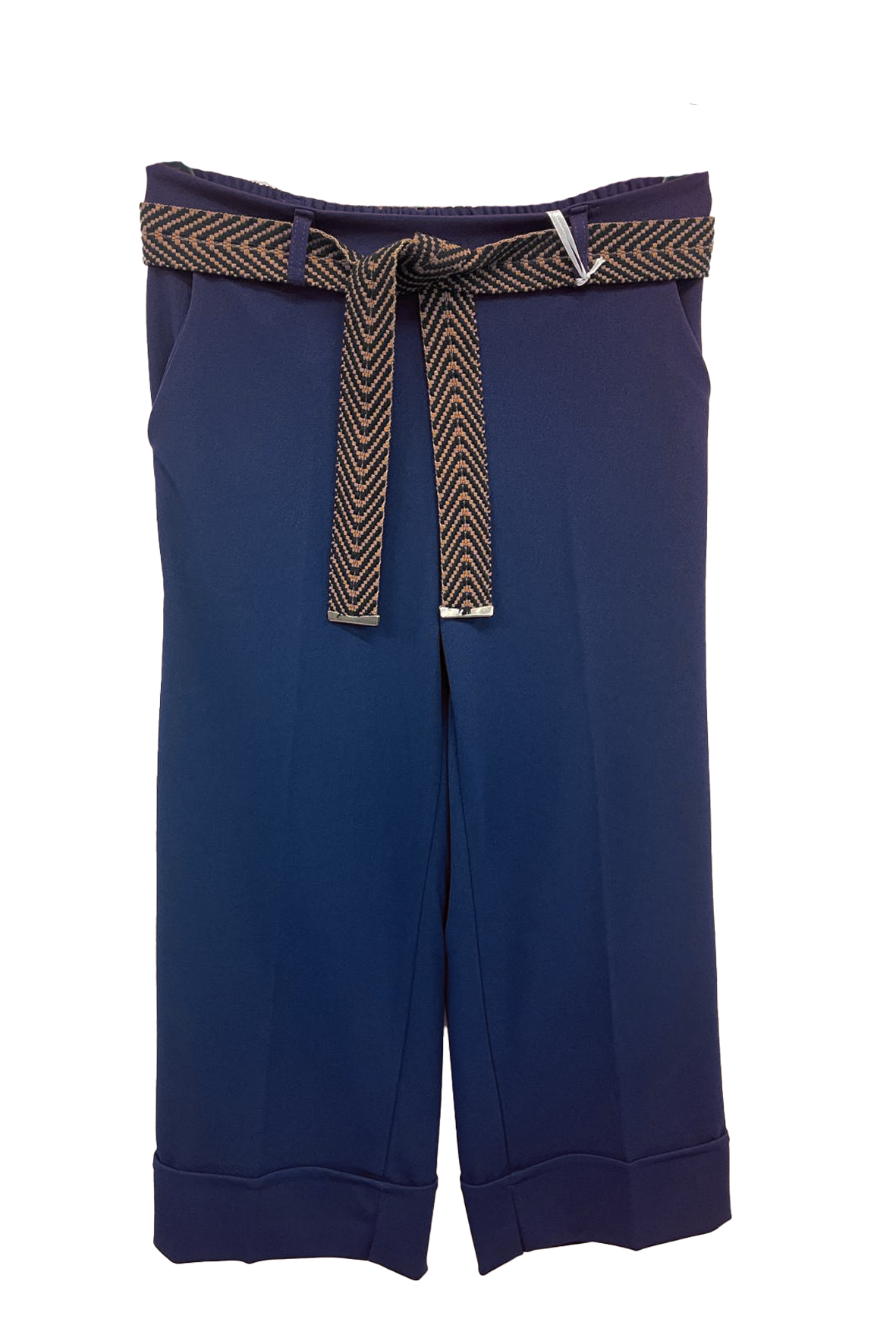 pantalone scuba crepe con cintura fantasia MS8106SC BLU MARICLA 