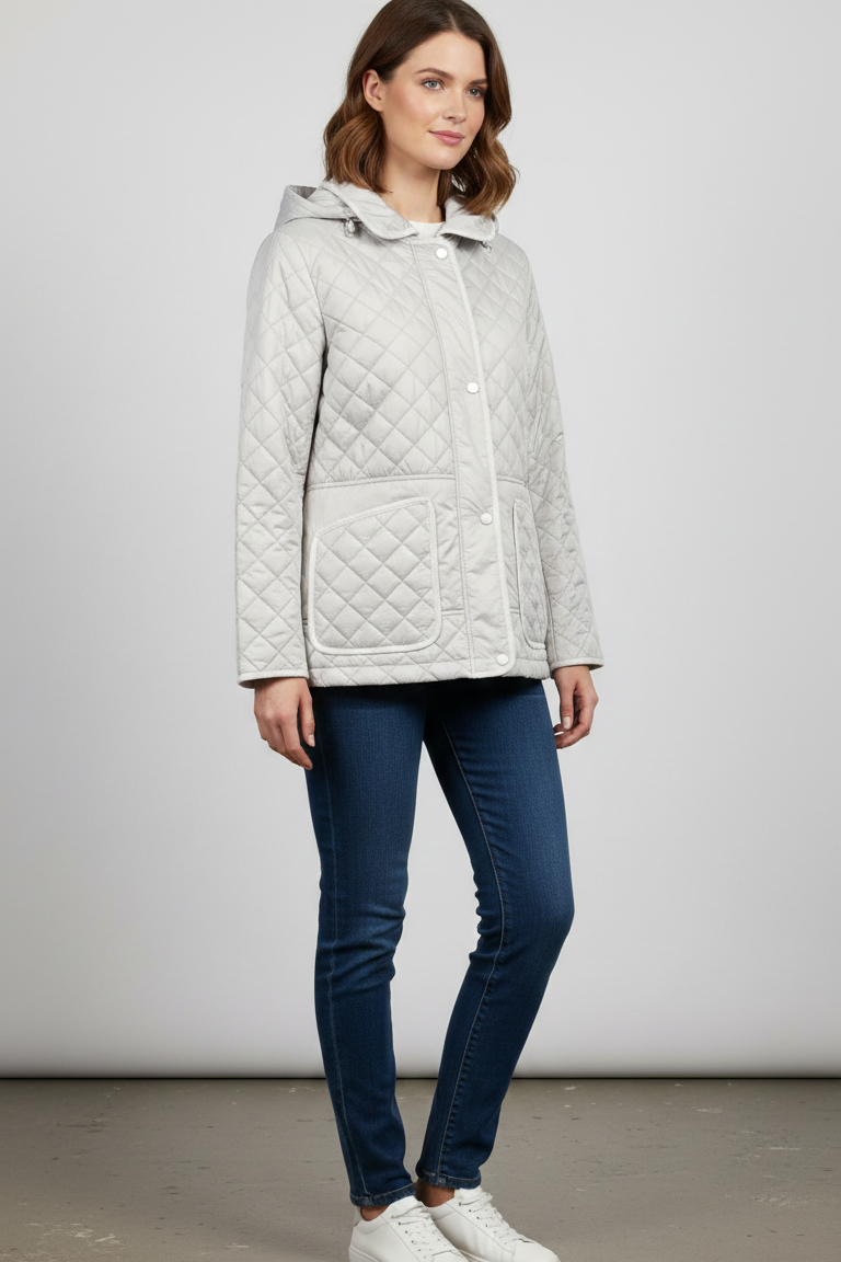 Giaccone trapuntato con cappuccio EC2508 GHIACCIO MARICLA 
