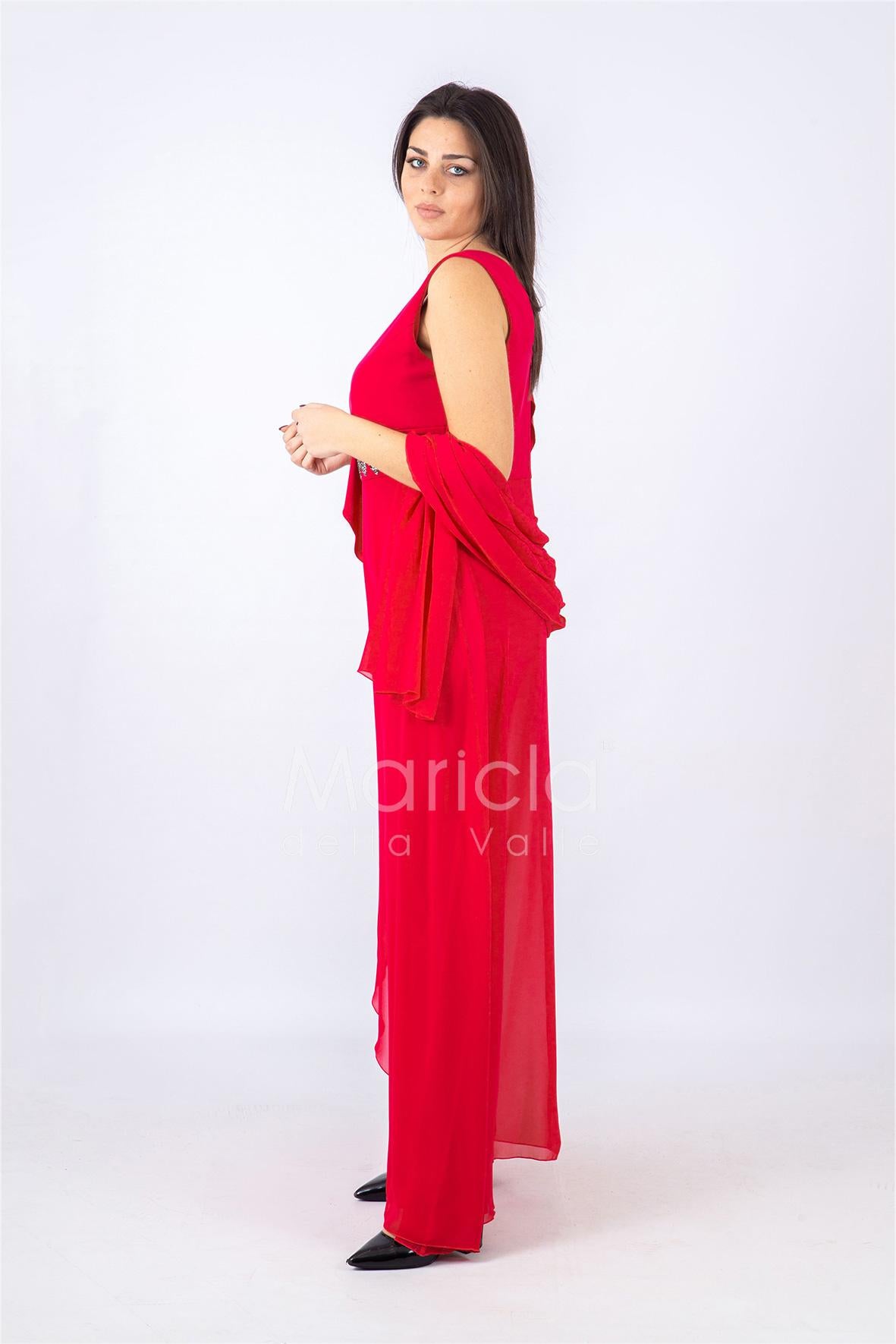 Tuta a giromaniche con rouche PF509 FUXIA PAOLA FORTI 
