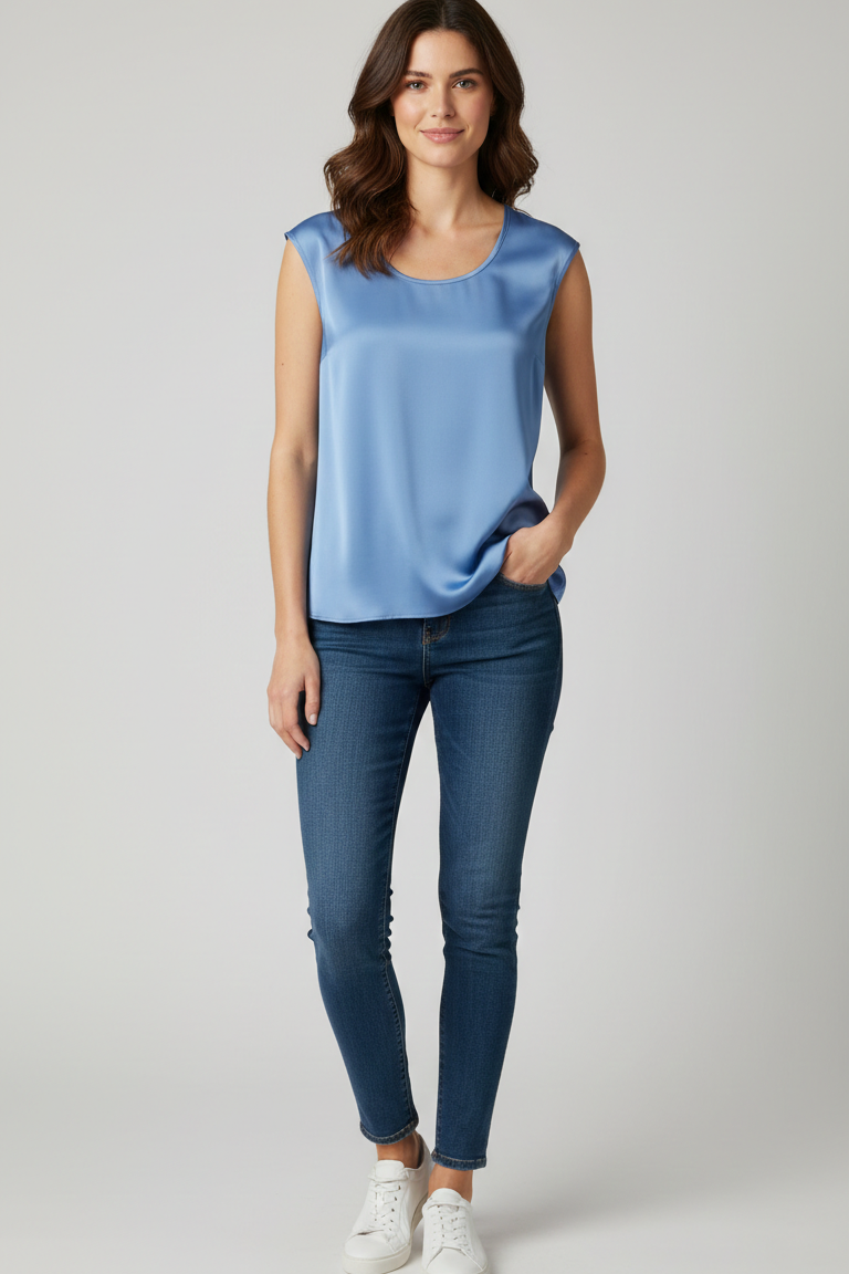 Top Elegante in Satin a Taglio Vivo LES1432 POLVERE MARICLA 