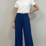 pantalone con fascia laterale macramè FFAUGUSTA BLU MARICLA 