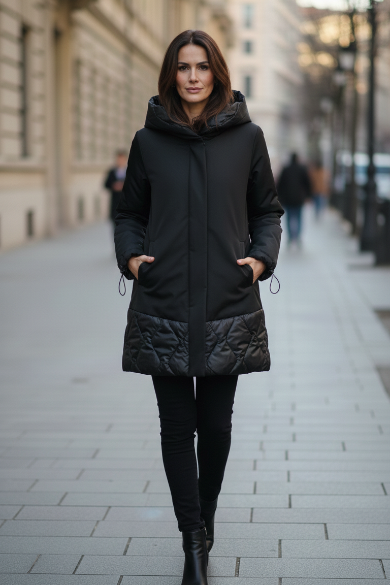 giaccone con piumino rombi ARAGOSTA NERO MARICLA 