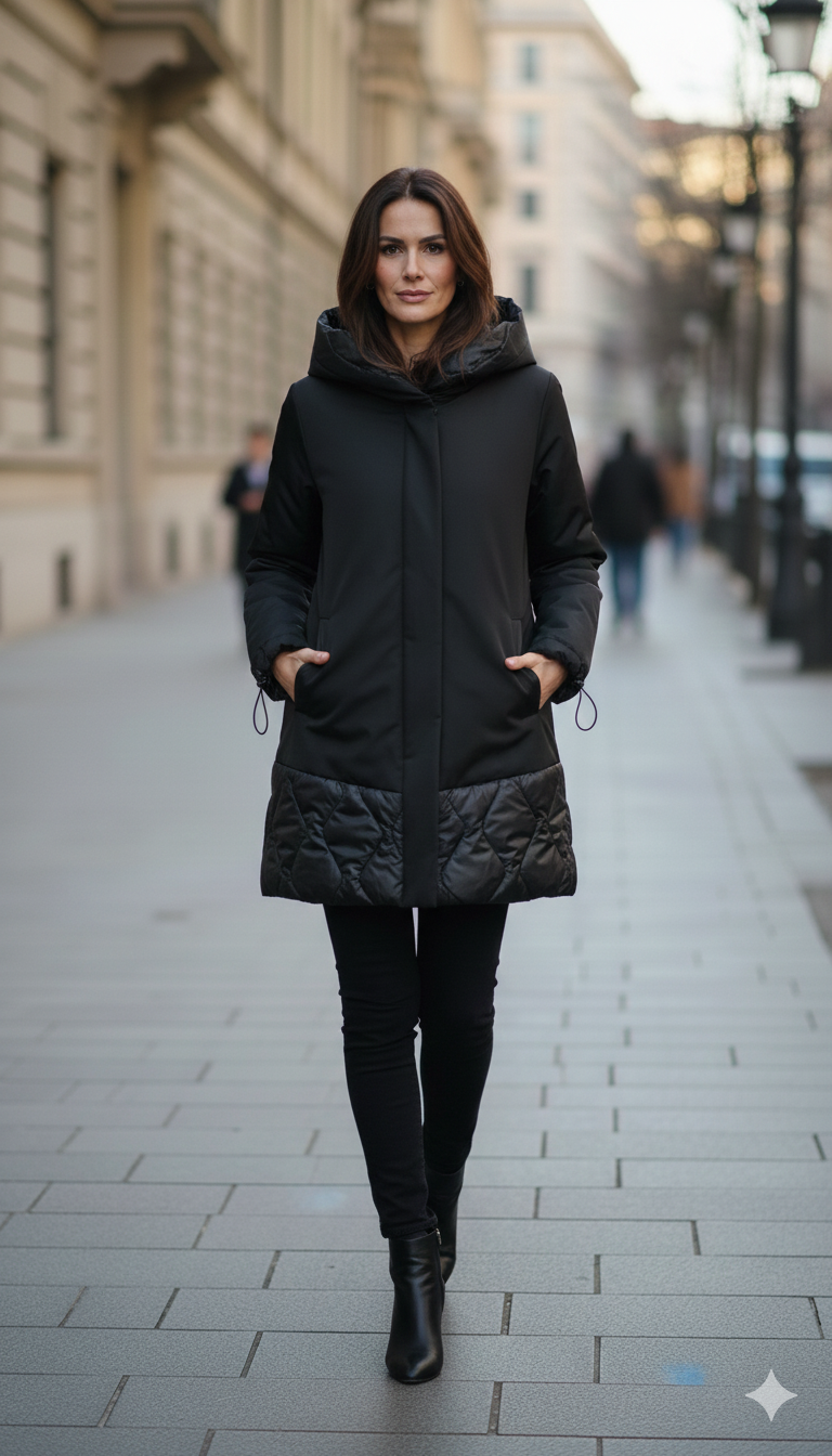 giaccone con piumino rombi ARAGOSTA NERO MARICLA 