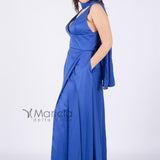 Abito lungo con incrocio sul retro ANT20036 BLU ANTILLE ELEGANCE 