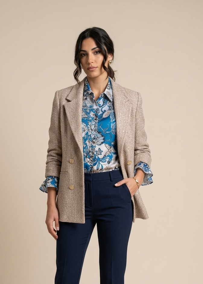 Giacca blazer boucler EC15702 BEIGE MARICLA 