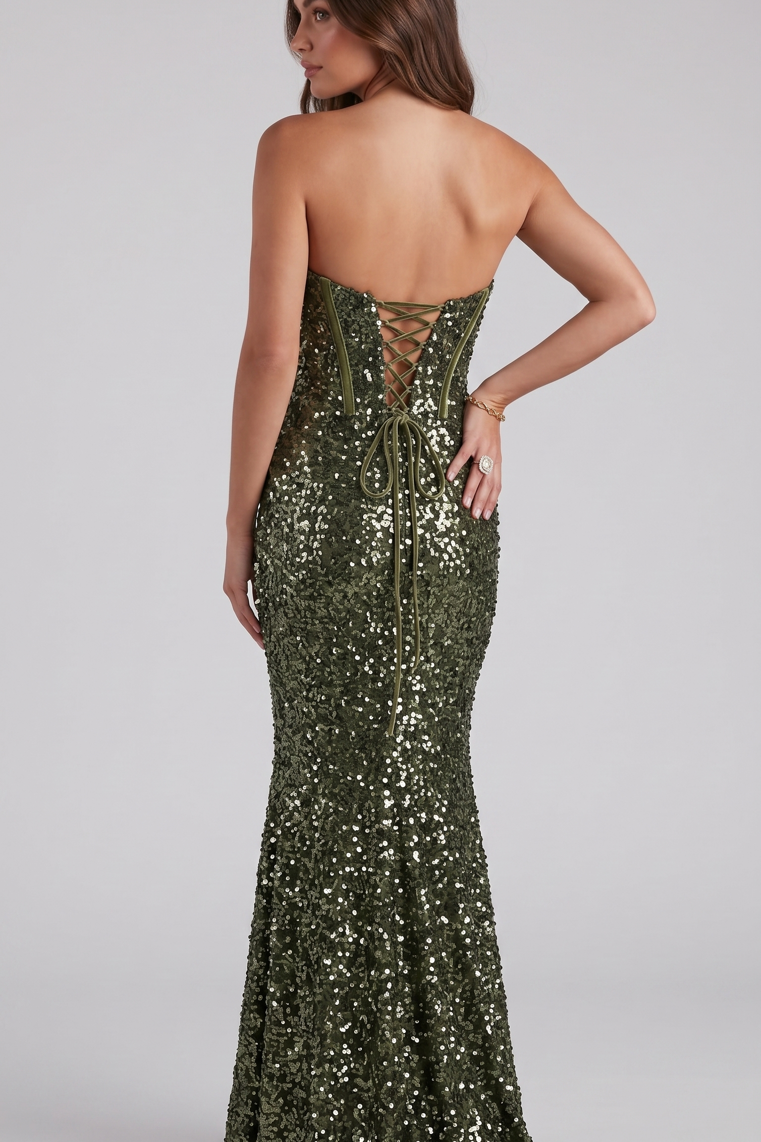 Abito a sirena in paillettes FI11093 VERDE MARICLA ELEGANCE 