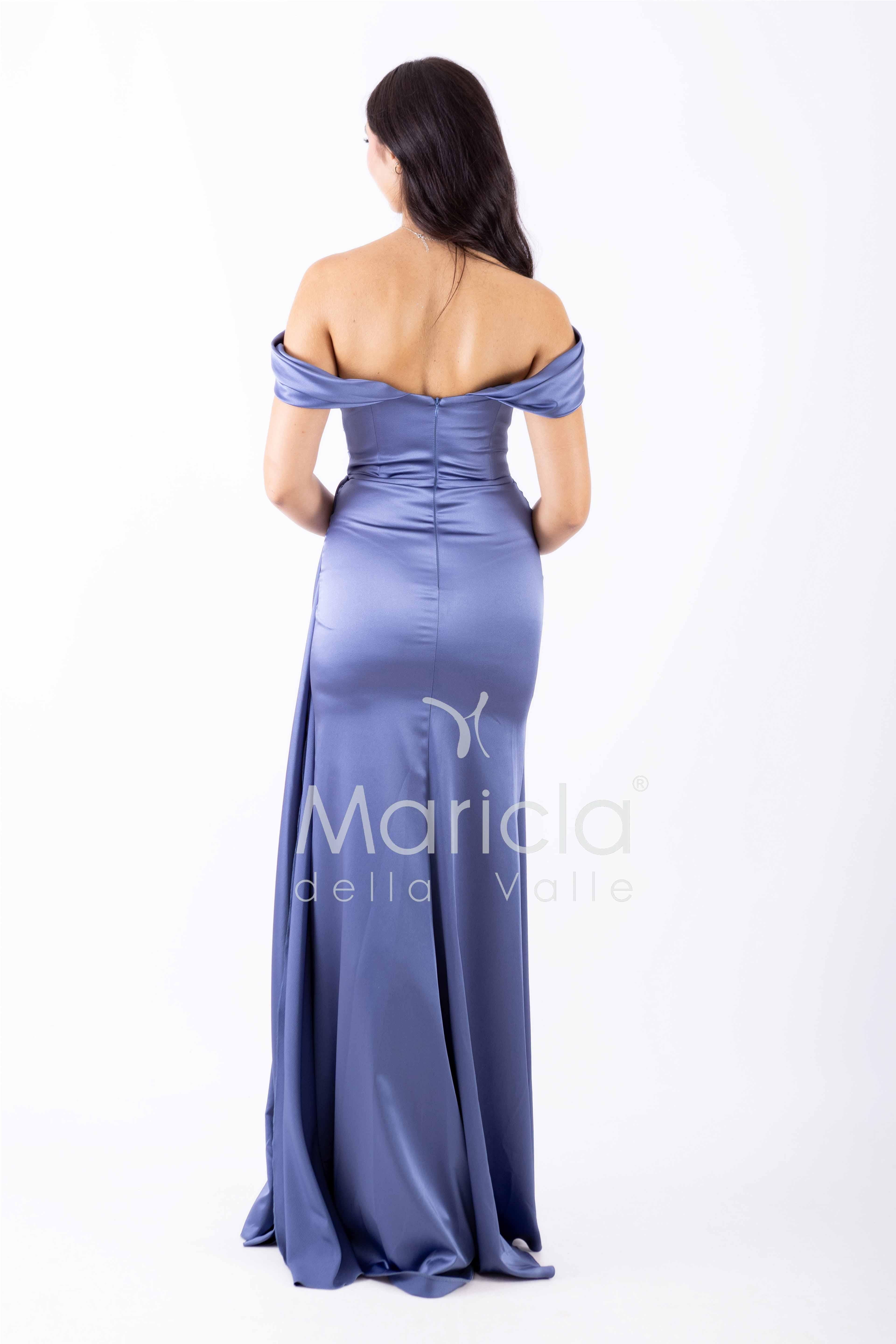 abito lungo con strass ALC04 INDACO MARICLA ELEGANCE 