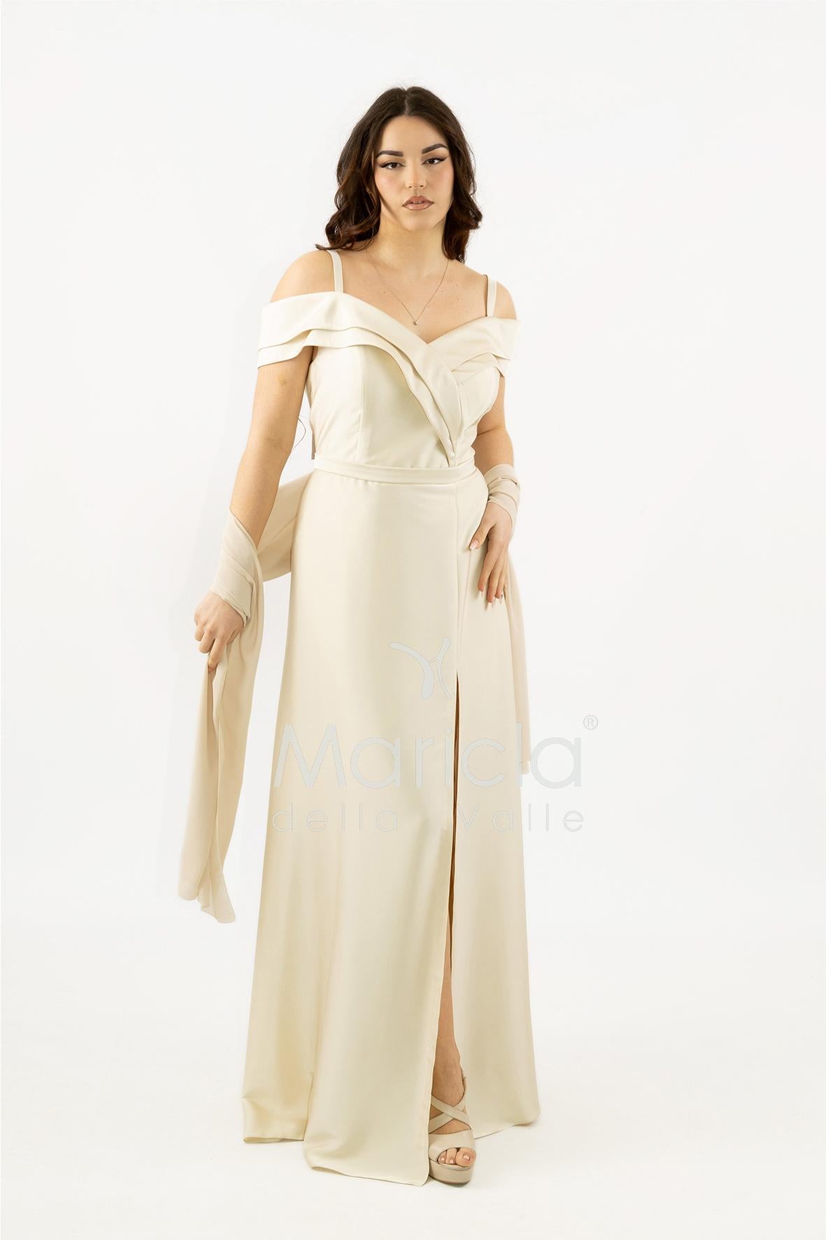 abito lungo scollo omerale SH854AL CHAMPAGNE SHARON 