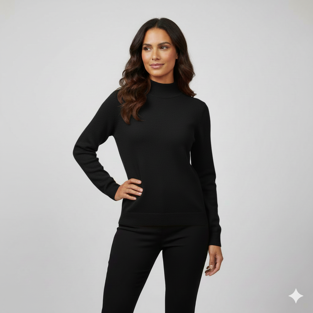 Maglia 100% lana lupetto CF4236 NERO CARLA FERRONI 