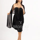 abito midi con rouche SH605AC NERO SHARON 
