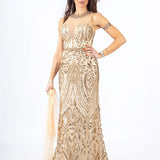 lungo paiette sirena RG4239 ORO GIGLI CERIMONIA 